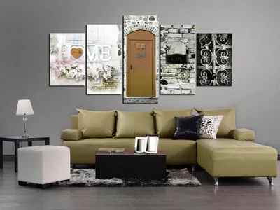 Produktbild von Akustikbild Home 200x100 cm 5-teilige Bilder Akustikschaum Hochleistungsschallabsorber Schallschutz Leinwand 5 tlg Wandbild Raumakustik Schalldämmung n-C-0019-b-p