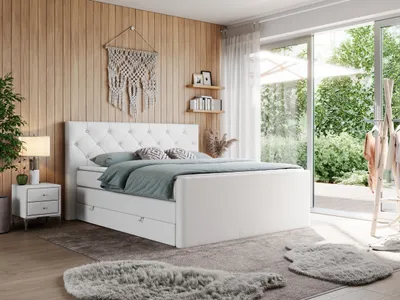 Produktbild von Doppelbett mit Multipocket-Matratze und Topper, boxspringbett mit Bettkästen - KING VELEN - 140x200cm - Weiß - H4