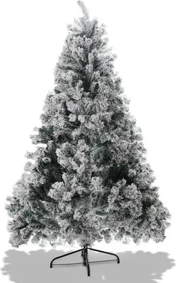 Immagine prodotto di Yakimz Albero di Natale abete con supporto in metallo per decorazione natalizia con neve, albero di Natale 550 punte aghi in PVC, verde, 150cm