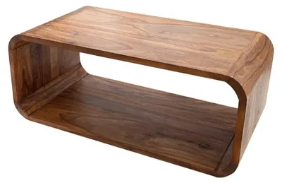 Image de Table basse CURVENA bois massif Sheesham – table design avec niche style chic naturel