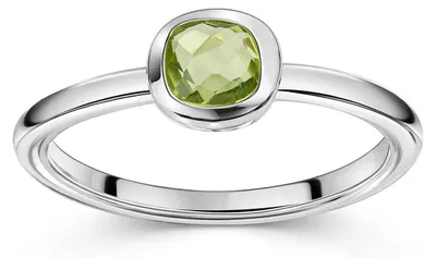 Produktbild von MATERIA by Matthias Wagner Peridot Ring Silber 925 quadratischer Stein grün in Schmucketui SR-11