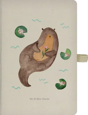 Produktbild von Mr. & Mrs. Panda notizbuch Otter Seerose - Transparent - Geschenk, din a5, Kladde, Seeotter, glücklich, Fluss, Adressbuch, Wasser, Journal