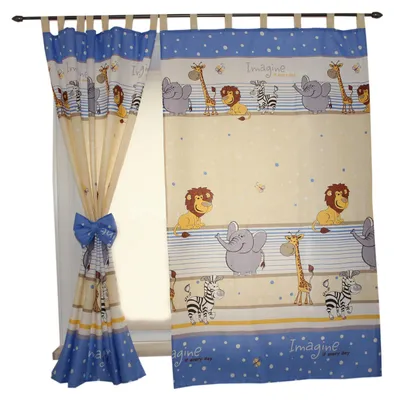 Imagen del producto de Cortinas para habitación infantil TupTam, cortinas para bebé con lazos, juego de 2 unidades, color: Azul "Imagine", tamaño: aproximadamente 155x95 cm