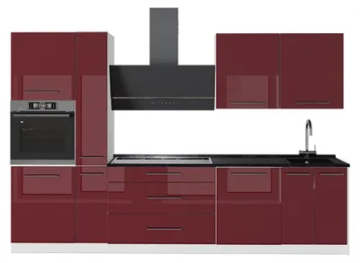 Obrázek produktu pro Kuchyňský kout Vicco Fame-Line Bordó červená vysoký lesk/Bílá 310 cm, PD Antracit, Model 64336