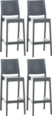 Produktbild von DELUKE® Barhocker 2er Set MIAMI - Dunkelgrau, Kunststoff | Barhocker mit Lehne Barstuhl Tresenhocker Tresenstuhl Kneipenhocker Kneipenstuhl