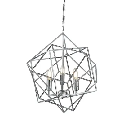 Produktbild von Zeitgenössischer Kronleuchter Würfel Stahl Chrom 3 Lichter E14