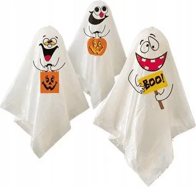Productafbeelding van Hängeldecoratie: Grappige geesten, ballonnen en plastic doeken, 3 stuks, voor Halloween