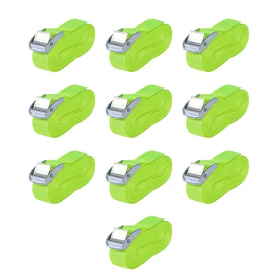 Image de vidaXL Sangles de serrage 10 pcs. 0,25 tonnes 5m×25mm vert néon