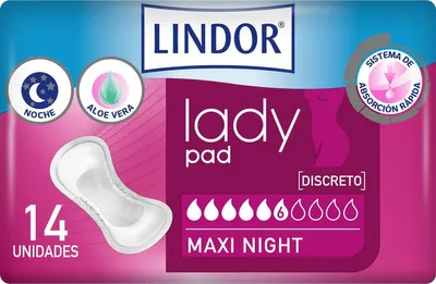 Productafbeelding van Lindor Lady Pad Maxi Nachtverband, 6 stuks