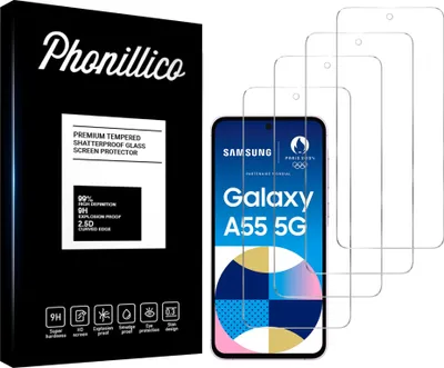 Zdjęcie produktu dla Szkło hartowane do Samsung Galaxy A55 5G [4 sztuki] Folia ochronna na ekran odporna na zarysowania Phonillico®