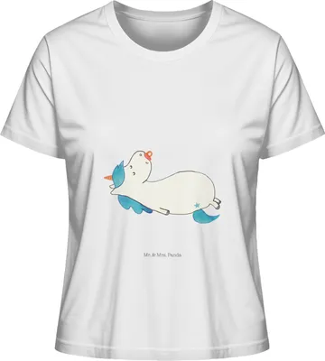 Produktbild von Mr. & Mrs. Panda Oberteil Damen Einhorn Schnuller Größe S - Weiß - Geschenk, Unicorn, Baby, Jersey Shirt, Baumwoll T-Shirt, Basic, Geburtstag, Mutter, Kurzarmshirt