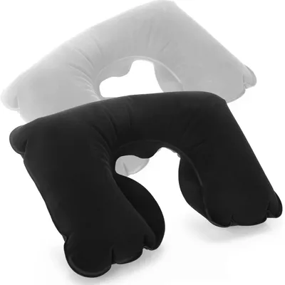 Immagine prodotto di Cuscino da viaggio per il collo gonfiabile - 34 x 23 x 9 cm - Nero, grigio - Per aereo, auto e treno