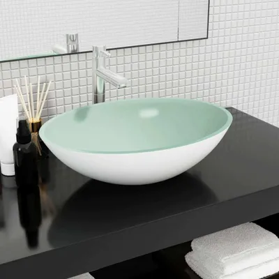 Produktbild von The Living Store Waschbecken Glas 50x37x14 cm Weiß