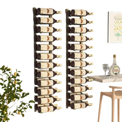 Produktbild von 2er Set Wand-Weinregal 22 x 2 x 116 cm Eisen Gold