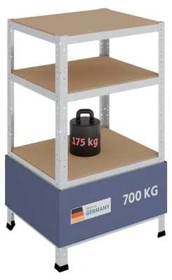 Image de Étagère métal galvanisé - 4 tablettes - 100 x 60 x 50 cm - Charge 175 kg par tablette - Montage sans vis