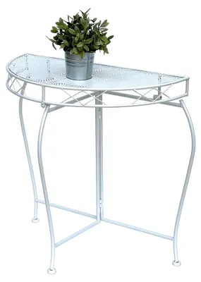 Produktbild von Konsolentisch Wandtisch Weiß Beistelltisch Metall 75 cm Halbtisch Halbrundtisch Wandkonsole