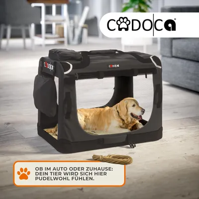 Produktbild von CADOCA® Hundetransportbox faltbar Katzentransportbox Transportbox Autobox Hundebox Box versch. Größen Farbwahl, Größe:XXXL - Anthrazit