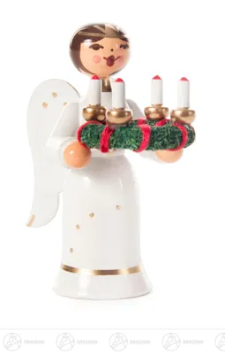 Zdjęcie produktu dla Miniaturowy aniołek z wieńcem adwentowym Wysokość ok. 6,5 cm NOWOŚĆ