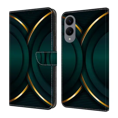 Produktbild von CLM-Tech Handyhülle kompatibel mit Samsung Galaxy S25 Edge Hülle - Tasche aus Kunstleder - Klapphülle mit Ständer und Kartenfächern - Schutzhülle Wallet Case Cover goldener Rand Kontur