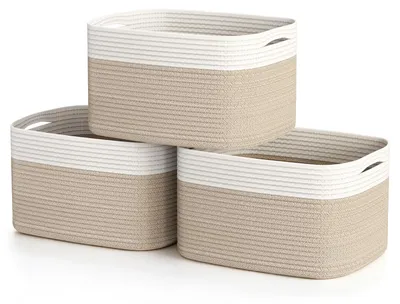 3er-Set Aufbewahrungskörbe aus Baumwollseil, 48,5x23x22,5 cm