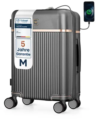 Produktbild von 4FLY Hartschalen-Handgepäckkoffer M 54×37×23 cm (36L) aus Polycarbonat – mit TSA-Schloss, 4 Spinner-Doppelrollen und Aluminium-Teleskopgriff