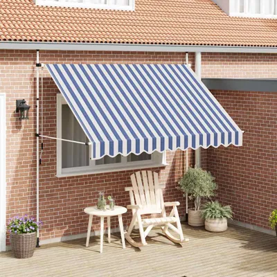 Produktbild von vidaXL Einziehbare Markise Handbetrieben 300 cm Blau/Weiß Gestreift