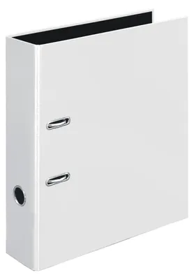 A white binder is shown against a white background.