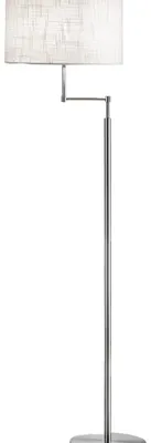 Image de Lampadaire En Métal Chrome Poli Avec Abat-Jour En Tissu Blanc, Douille E27 Max 40W, Design Élégant Pour Intérieur, Hauteur 160 Cm - Perenz