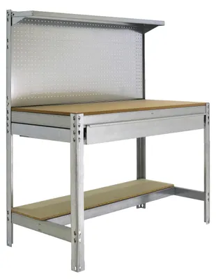 Produktbild von PROREGAL Werkbank BUFFALO mit Werkzeugwand, Schubfach und Ablage | HxBxT 84x90x61cm | Traglast 400kg | Verzinkt