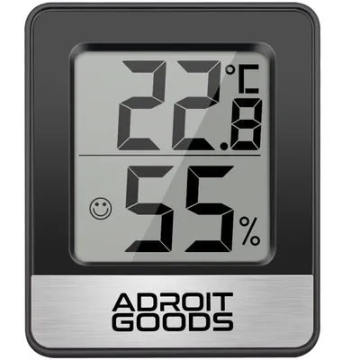 Zdjęcie produktu dla AdroitGoods - Cyfrowy higrometr wewnętrzny - Czarny - Miernik temperatury i wilgotności