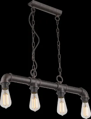 Produktbild von Globo Lighting Hängeleuchte Metall schwarz, goldfarben patiniert, Kabel PVC Schwarz, LxBxH: 700x50x1500mm, exkl. 4x E27 60W 230V