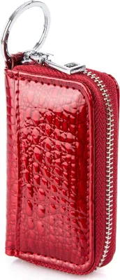Produktbild von Jennifer Jones Damen-Schlüsseletui, glänzendes , Krokodilleder-Look, runder Schlüsselring Rot