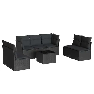 Produktbild von vidaXL 8-tlg. Garten-Sofagarnitur mit Kissen Schwarz Poly Rattan