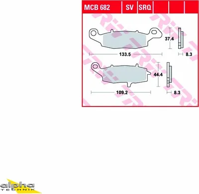 Produktbild von TRW Bremsbelagsatz MCB682 VN900 Classic VN900B DL650 V-Strom WC70