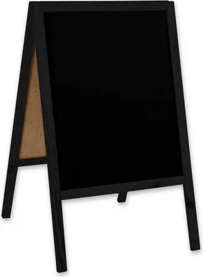 Obrázok produktu pre Kriedová tabuľa/drevený stojan na letáky – robustné reklamné tabule pre interiér a exteriér, čierne / Classic / 60 x 100 cm