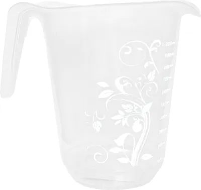 Produktbild von MESSBECHER 1000ml mit Griff Ausgusslippe transparent 1L Messbehälter Messkanne Maßbecher Kunststoff 64 (Weiss)