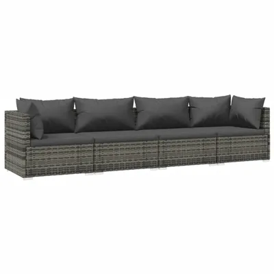 Obrázek produktu pro vidaXL 4dílná zahradní lehátková souprava s polštáři Poly Rattan Grey