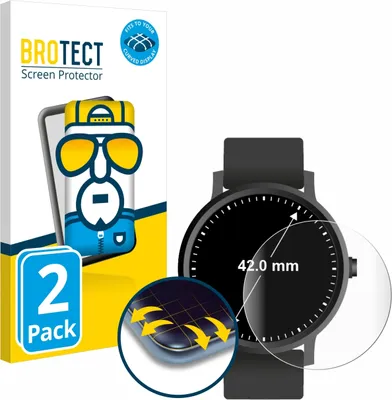 Produktbild von 2x BROTECT Fullscreen Schutzfolie für Armbanduhren (Kreisrund, ø: 42 mm) Displayschutz Folie Fullcover Klar Transparent