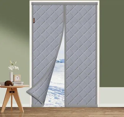 Produktbild von Famanu Thermisches Magnetvorhang 80 x 220 cm - Wärmeisolierung für Türen - Winterfest - Kälteisolierung - Grau