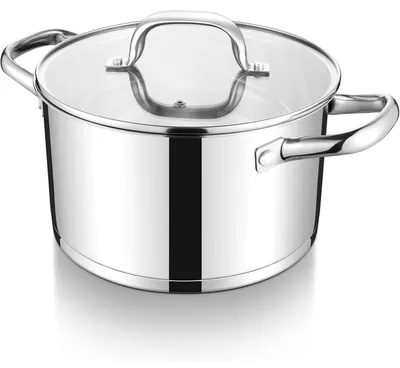 Immagine prodotto di Pentola in acciaio inossidabile da 22 cm, capacità 4,7 litri, con coperchio in vetro, fondo triplo, adatta per tutti i tipi di fornelli, inclusa l'induzione
