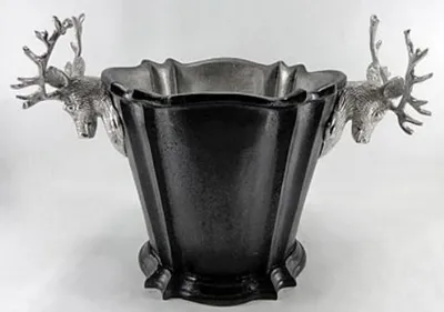 Produktbild von Casa Padrino Luxus Aluminium Weinkühler Schwarz / Silber Ø 24 x H. 24 cm - Hotel & Restaurant Accessoires