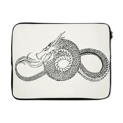 Produktbild von MuchoWow® Laptop Hülle 17 Zoll Laptoptasche Illustration einer Drachentätowierung - Zipper - Schutzabdeckung