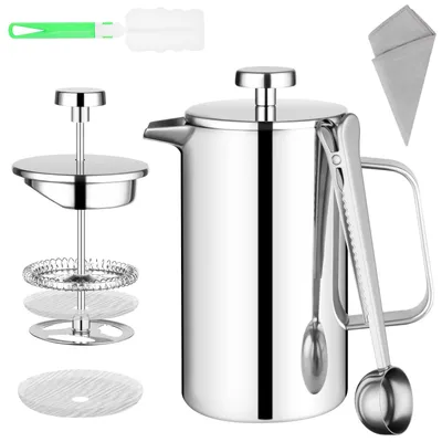 Produktbild von Französische Presse Kaffeemaschine 350ml mit Filtern und Löffel