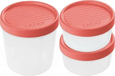 Immagine prodotto di Set di 3 contenitori per alimenti TATAY, con tappo a vite, color salmone