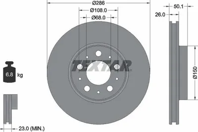 Produktbild von 2x TEXTAR Bremsscheibe 92100503 für VOLVO V70 II (285) S60 I (384) S80 I (184)