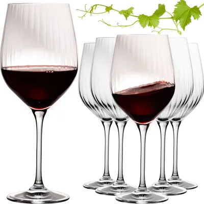 Immagine prodotto di Set da 6 bicchieri da vino rosso IMPERIAL "London" da 450 ml, bicchieri scanalati in vetro Crystalline, bicchieri da vino universali