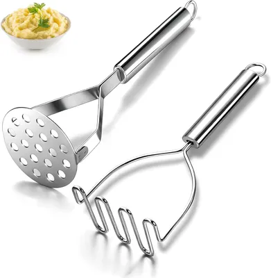Produktbild von Kartoffelpresse 2 Stücke, Edelstahl, Kartoffelstampfer, spülmaschinenfest, für Küche