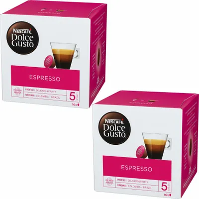 Produktbild von Nescafé Dolce Gusto Espresso, Kaffee, Kaffekapsel, 2er Pack, 2 x 16 Kapseln