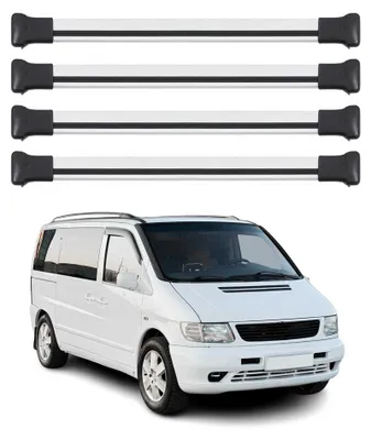 Produktbild von Dachträger Grundtäger für Mercedes Vito W638 1996-2003 75kg Alu Silber 4 tlg, KI-generiertes Bild