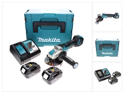 Image de Makita DGA 519 RMJ Meuleuse d'angle sans fil 18 V 125 mm Brushless X-Lock + 2x batterie 4,0 Ah + chargeur + Makpac